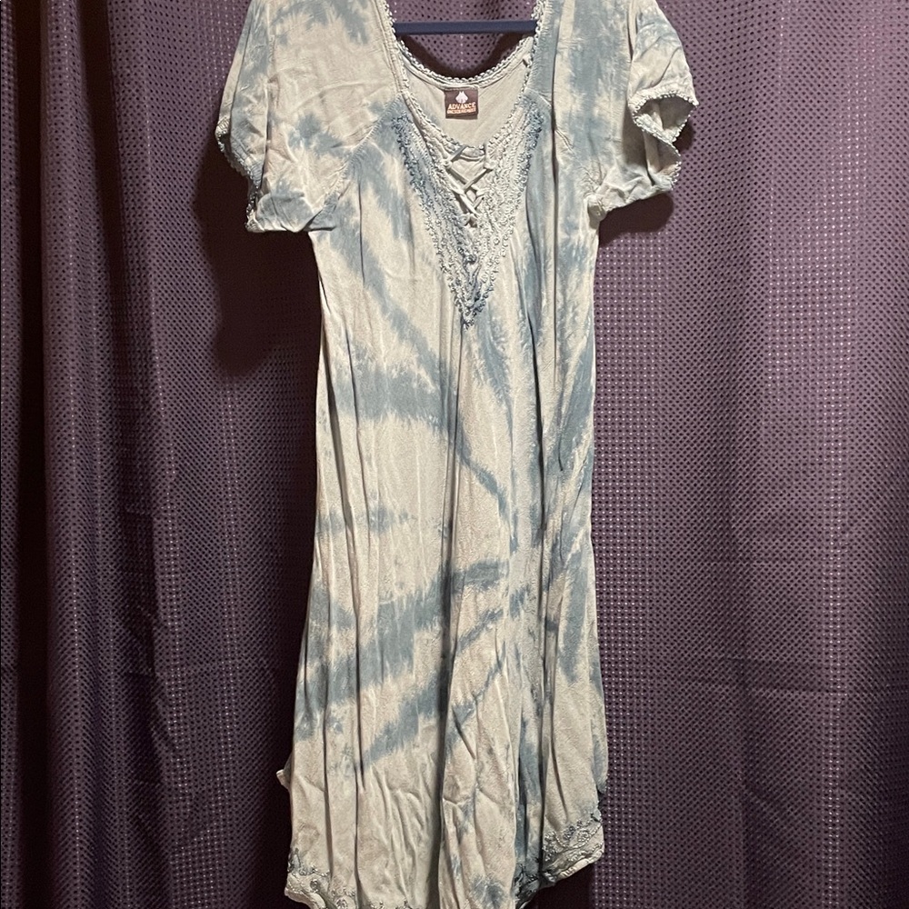 Advance Apparels Blue and light blue Tie-Dye Midi Dress